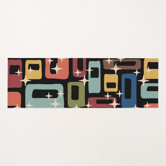 Retro Mid Century Modern Abstract Yogamatte (Vorderseite (Horizontal))