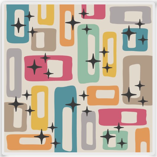 Retro-Mid-Century-Modern-Abstraktes-Muster Aufkleber (Vorderseite)