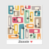 Retro-Mid-Century-Modern-Abstraktes-Muster Aufkleber (Blatt)