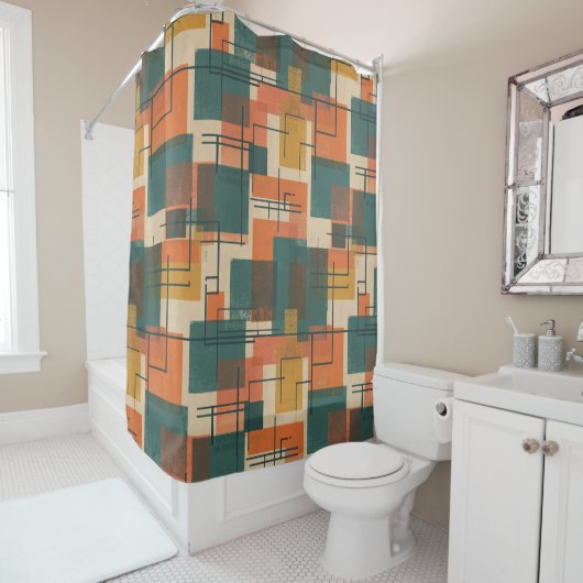 Retro-Mid-Century-Modern-Abstraktes Muster Duschvorhang (Beispiel)