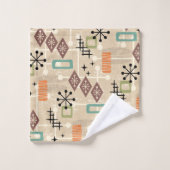 Retro-Mid-Century-Modern-Atom-Abstrakt Badhandtuch Set (Waschlappen)