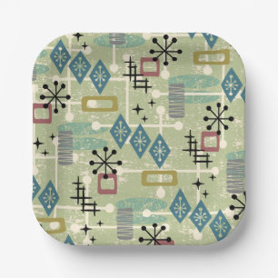Retro-Mid-Century-Modern-Atom-Abstrakt Pappteller