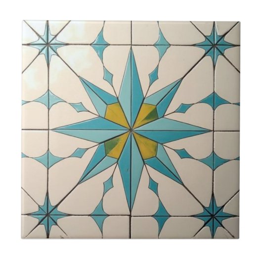Retro Mid Century Modern Atomic Geometric Pattern Fliese (Vorderseite)