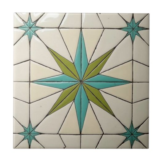 Retro Mid Century Modern Atomic Geometric Pattern Fliese (Vorderseite)
