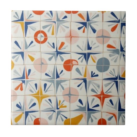 Retro-Mid-Century-Modern-Atomisches-Geometrisches- Fliese (Vorderseite)
