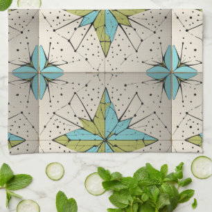 Retro-Mid-Century-Modern-Atomisches-Geometrisches- Geschirrtuch