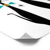 Retro Mid Century Modern Cool Cat Christmas Poster (Ecke)