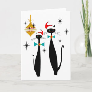 Retro Mid Century Modern Cool Cat Weihnachten  Karte