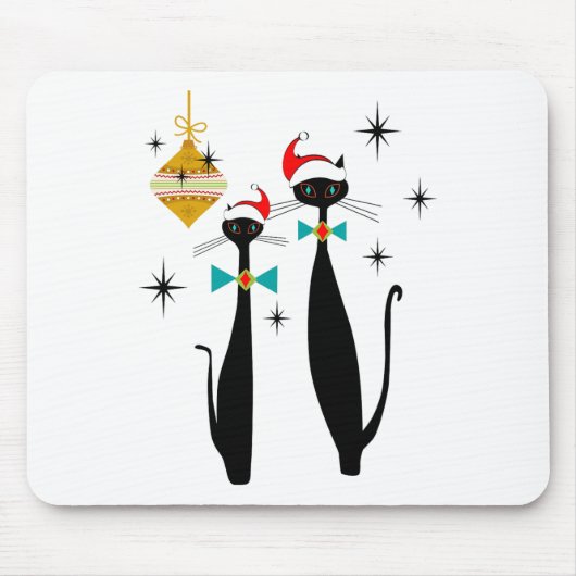 Retro-Mid-Century-Modern-Cool-Cat-Weihnachten Mousepad (Vorne)