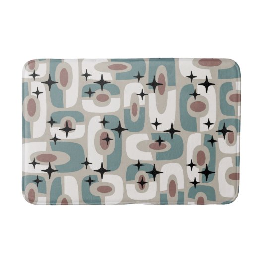 Retro Mid Century Modern Cosmic Abstract Pattern Badematte (Vorderseite)