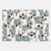 Retro Mid Century Modern Cosmic Abstract Pattern Geschenkpapier Set (Vorderseite 3)