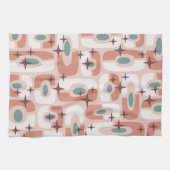 Retro Mid Century Modern Cosmic Abstract Pattern Geschirrtuch (Horizontal)