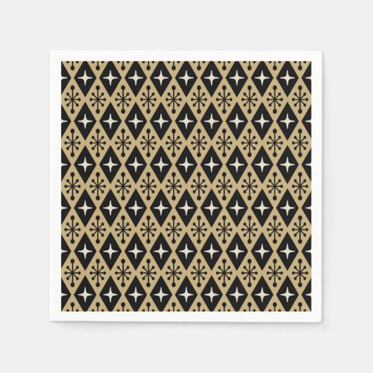 Retro-Mid-Century-Modern-Diamant-Sternenmuster Serviette (Vorderseite)