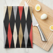 Retro-Mid-Century-Modern-Diamantmuster Geschirrtuch (Viertel Falte)