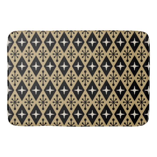 Retro Mid Century Modern Diamond Starburst Pattern Badematte (Vorderseite)
