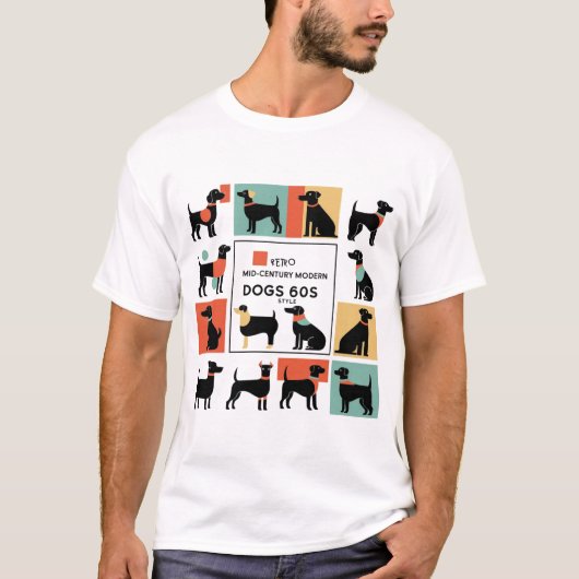 Retro Mid-Century Modern Dogs 50s 60s Style abstra T-Shirt (Vorderseite)