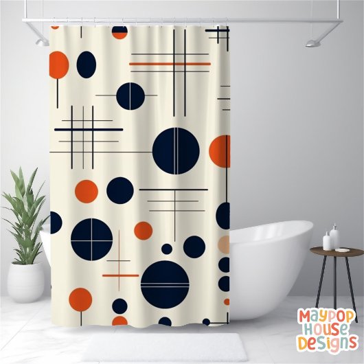 Retro Mid Century Modern Duschvorhang