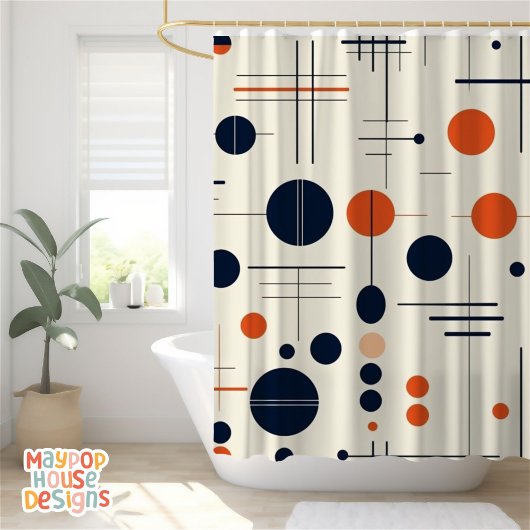 Retro Mid Century Modern Duschvorhang