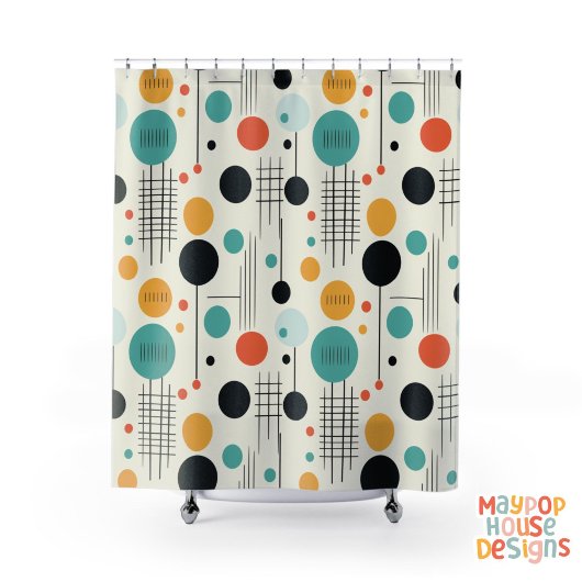 Retro Mid Century Modern Duschvorhang