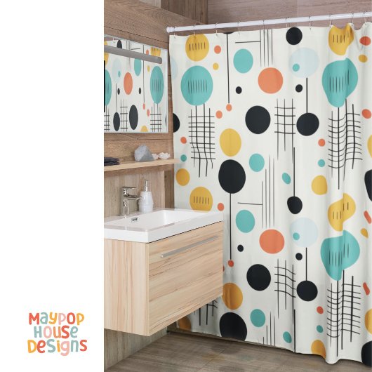 Retro Mid Century Modern Duschvorhang