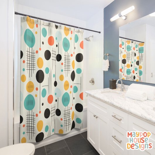 Retro Mid Century Modern Duschvorhang