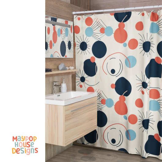 Retro Mid Century Modern Duschvorhang