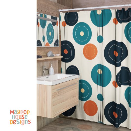 Retro Mid Century Modern Duschvorhang