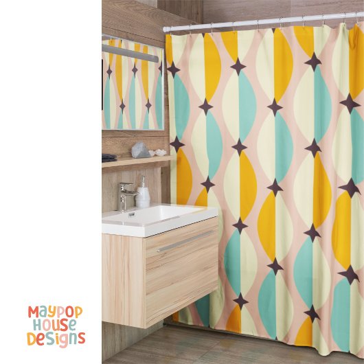 Retro Mid Century Modern Duschvorhang