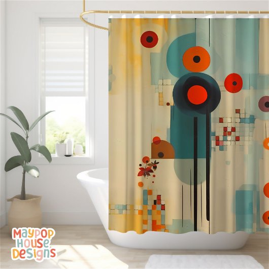 Retro Mid Century Modern Duschvorhang