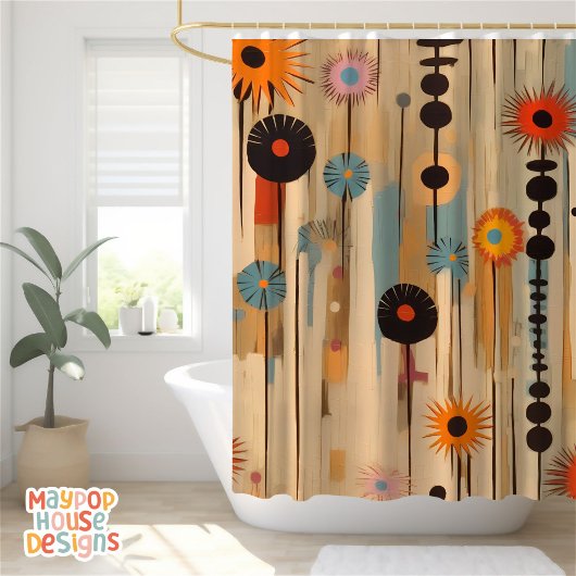 Retro Mid Century Modern Duschvorhang