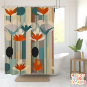 Retro Mid Century Modern Duschvorhang