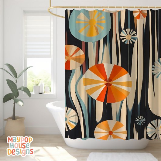 Retro Mid Century Modern Duschvorhang
