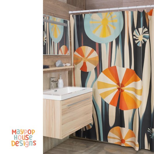 Retro Mid Century Modern Duschvorhang