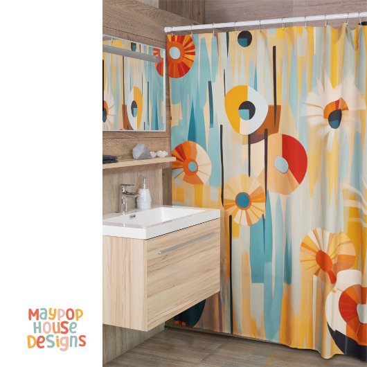 Retro Mid Century Modern Duschvorhang