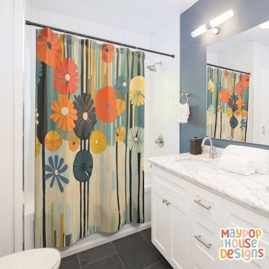 Retro Mid Century Modern Duschvorhang