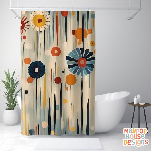 Retro Mid Century Modern Duschvorhang