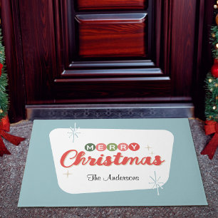 Retro Mid-Century Modern Frohe Weihnachten Fußmatte