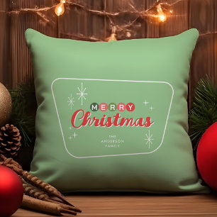 Retro-Mid-Century-Modern Frohe Weihnachten Kissen
