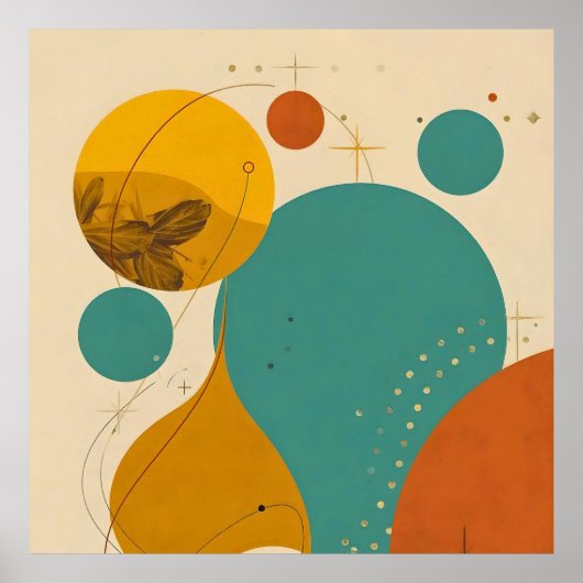 Retro Mid Century Modern Geometric Abstract Design Poster (Vorne)