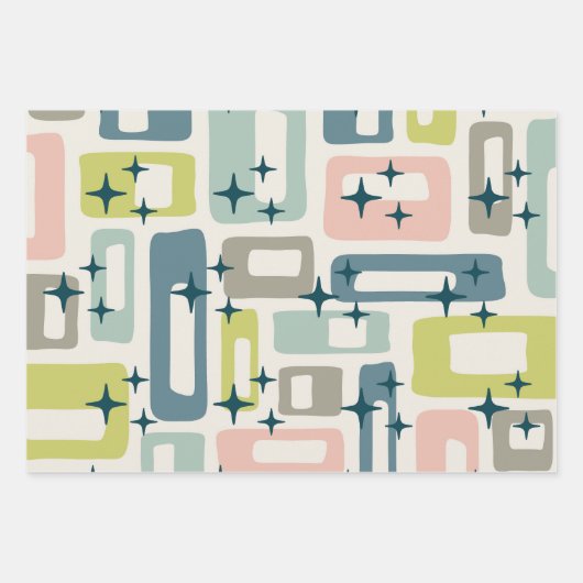 Retro Mid Century Modern Geschenkpapier Set (Vorderseite 2)