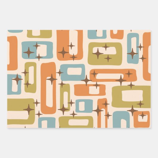 Retro Mid Century Modern Geschenkpapier Set (Vorderseite)