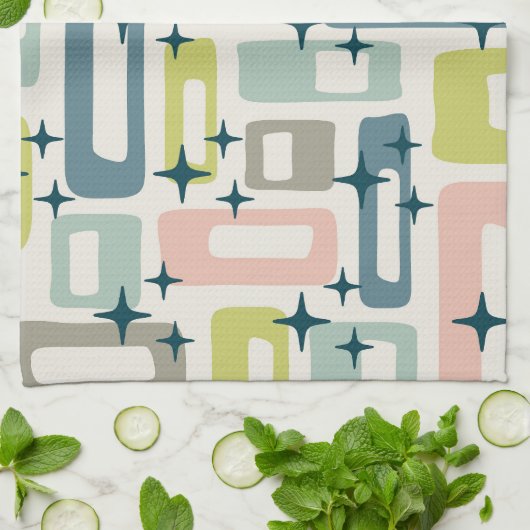 Retro Mid Century Modern Geschirrtuch (Gefaltet)