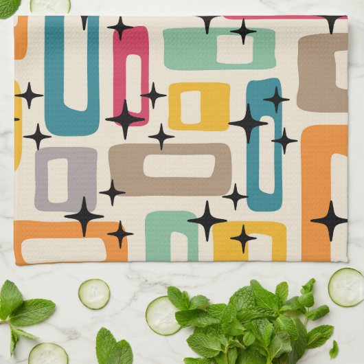 Retro Mid Century Modern Geschirrtuch (Gefaltet)