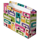 Retro Mid Century Modern Große Geschenktüte (Rückseite Schrägansicht)