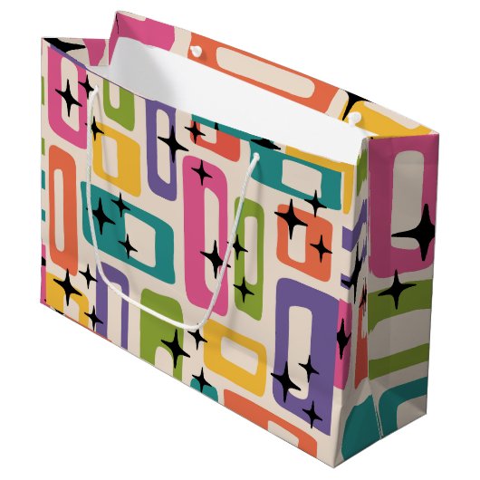 Retro Mid Century Modern Große Geschenktüte (Vorderseite Schrägansicht)