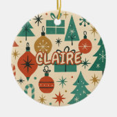 Retro Mid Century Modern Holiday Geometric Keramik Ornament (Vorne)