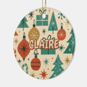 Retro Mid Century Modern Holiday Geometric Keramik Ornament (Links)