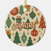 Retro Mid Century Modern Holiday Geometric Keramik Ornament (Vorne)