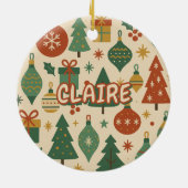 Retro Mid Century Modern Holiday Geometric Keramik Ornament (Hinten)