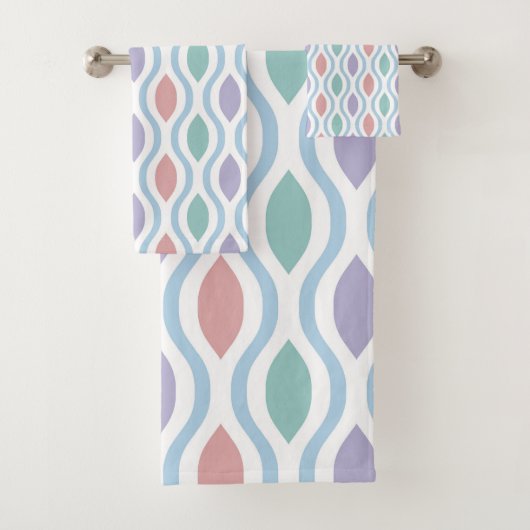 Retro-Mid-Century-Modern-Ogee-Muster Badhandtuch Set (Insitu)